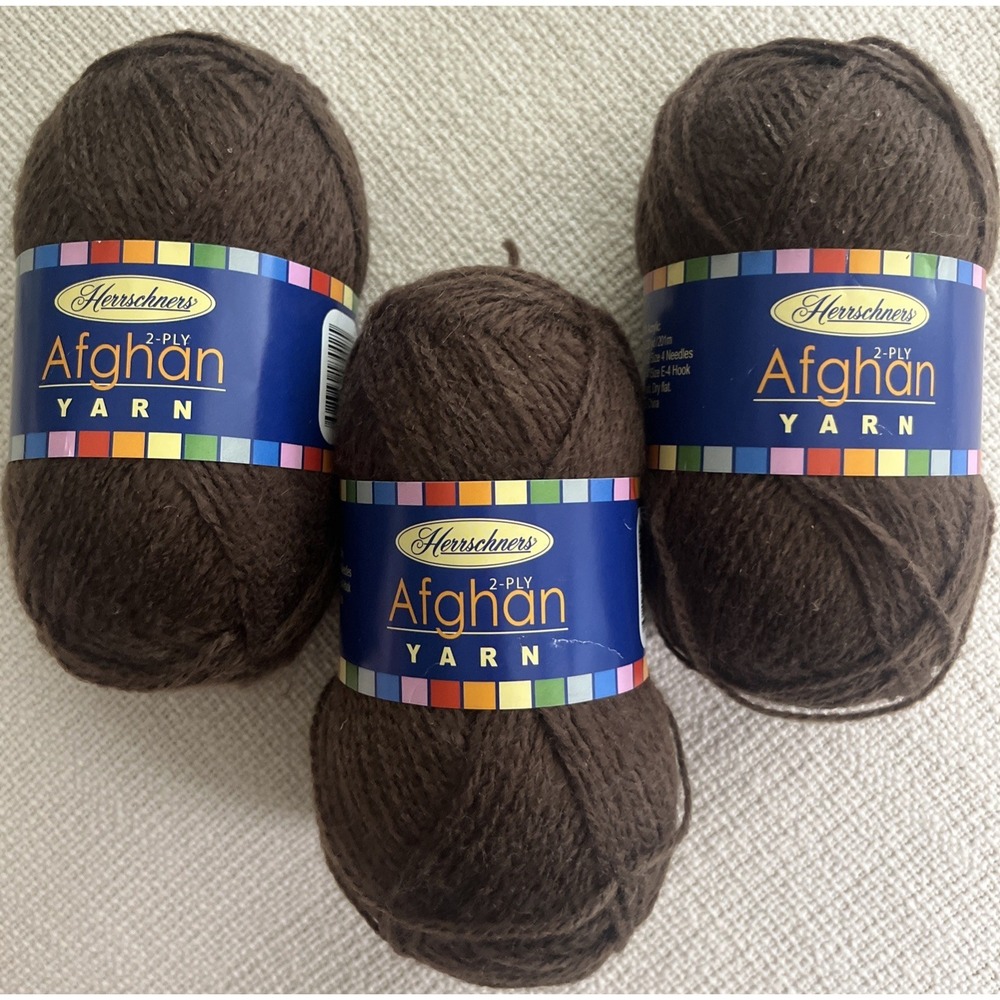 3 SKEINS Herrschners CHOCOLATE #0024 Afghan 2 PLY Yarn 100% Acrylic 220 Yards